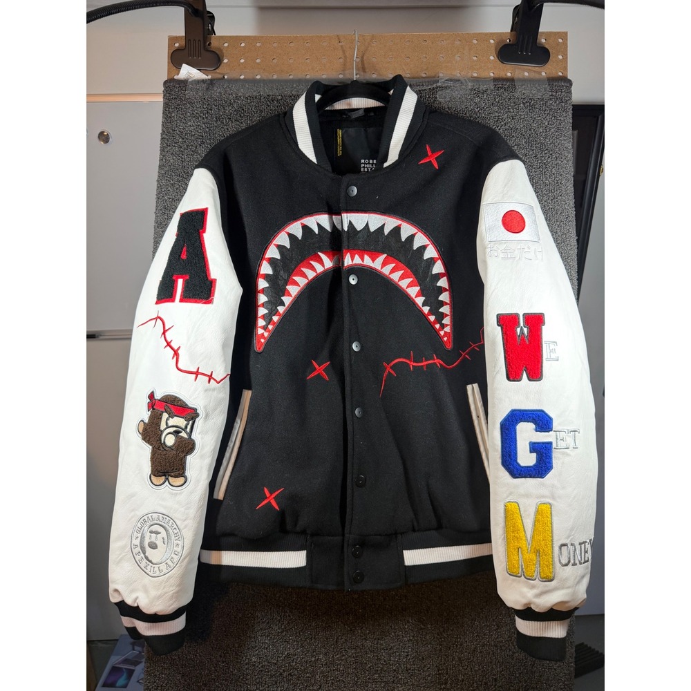 Robert Phillipe Varsity Jacket Mens Medium Black We Killed Ape BAPE